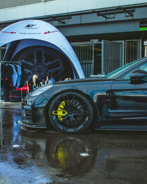 sportscar with painted yellow calipers